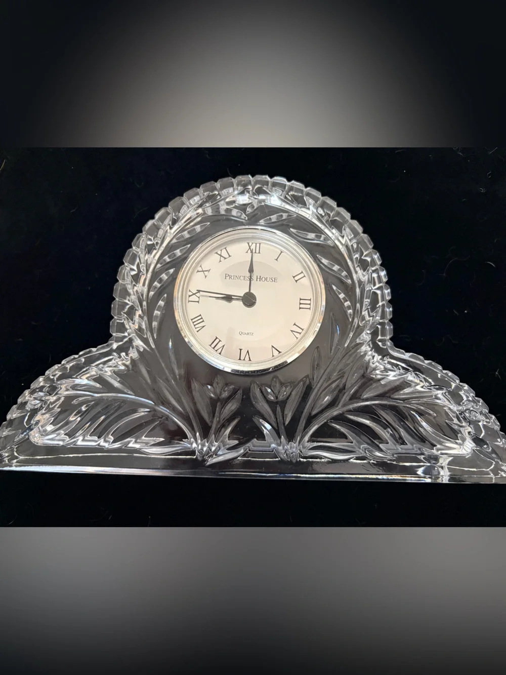 Princess House Crystal Faceted Mantel Clock - Clear